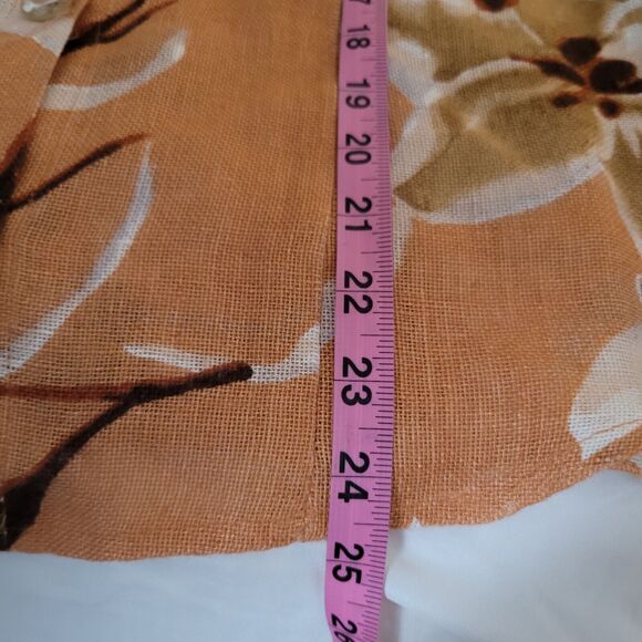 Vintage Emil Rutenberg Top Womans Large Orange Floral Linen Fitted Career Office - Picture 10 of 12